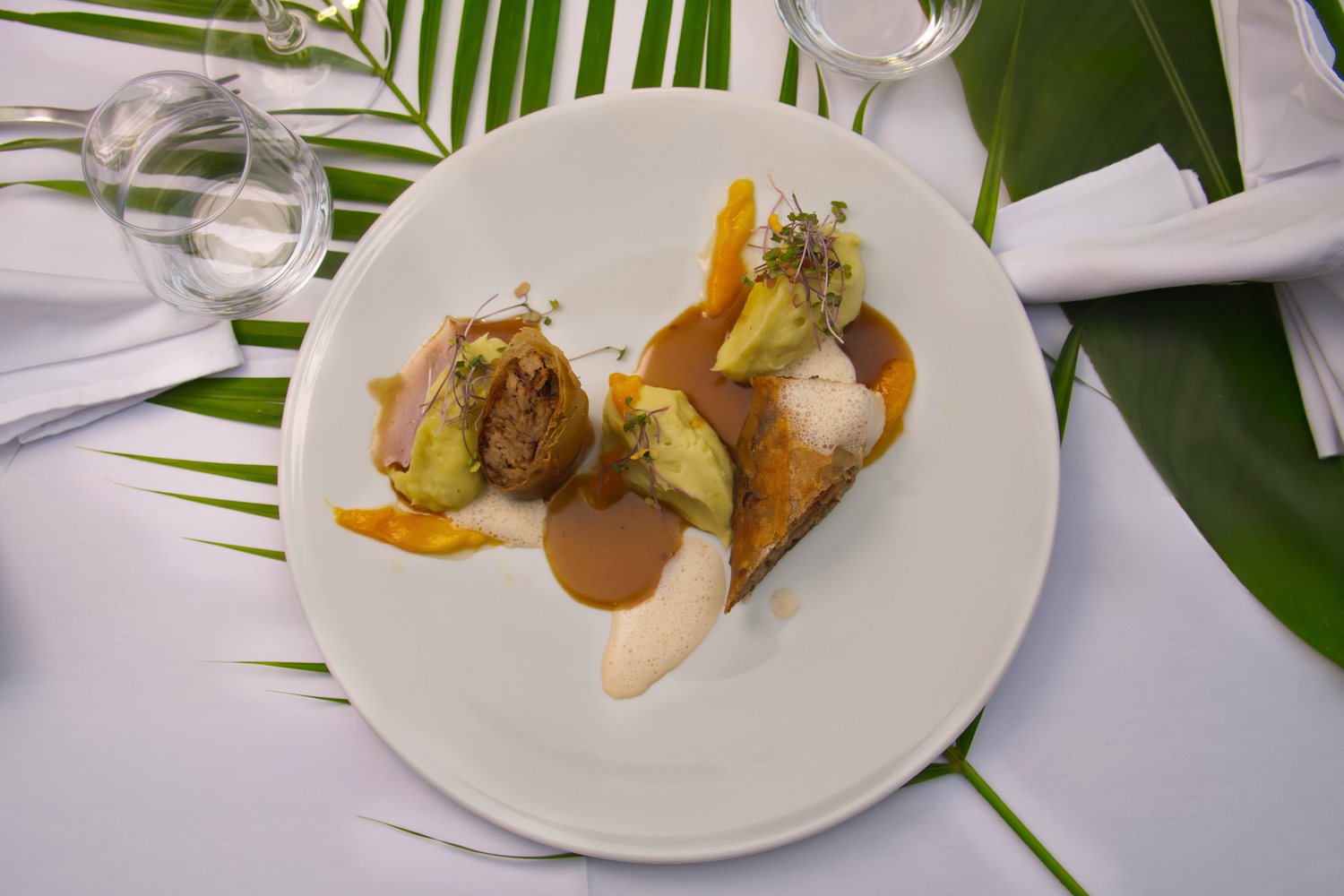 Une assiette du menu, vue du dessus